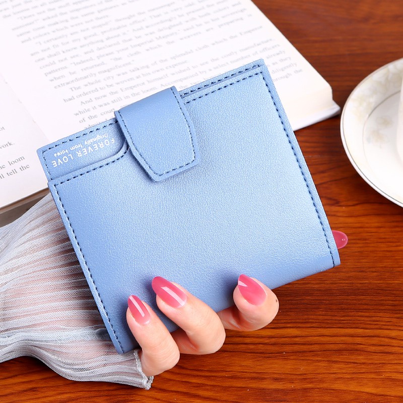 ⚘FASHION88⚘D26-1 Dompet Lipat PENDEK Wanita Trendy Murah/dompet wanita mini murah real pic-BIRU