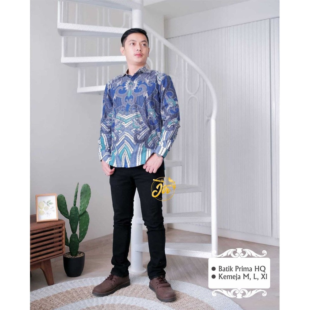 Kemeja Batik Hem Pria Atasan Formal Baju Kerja Motif Unik MTD Lengan Panjang Seragam Kuliah Kantor 9