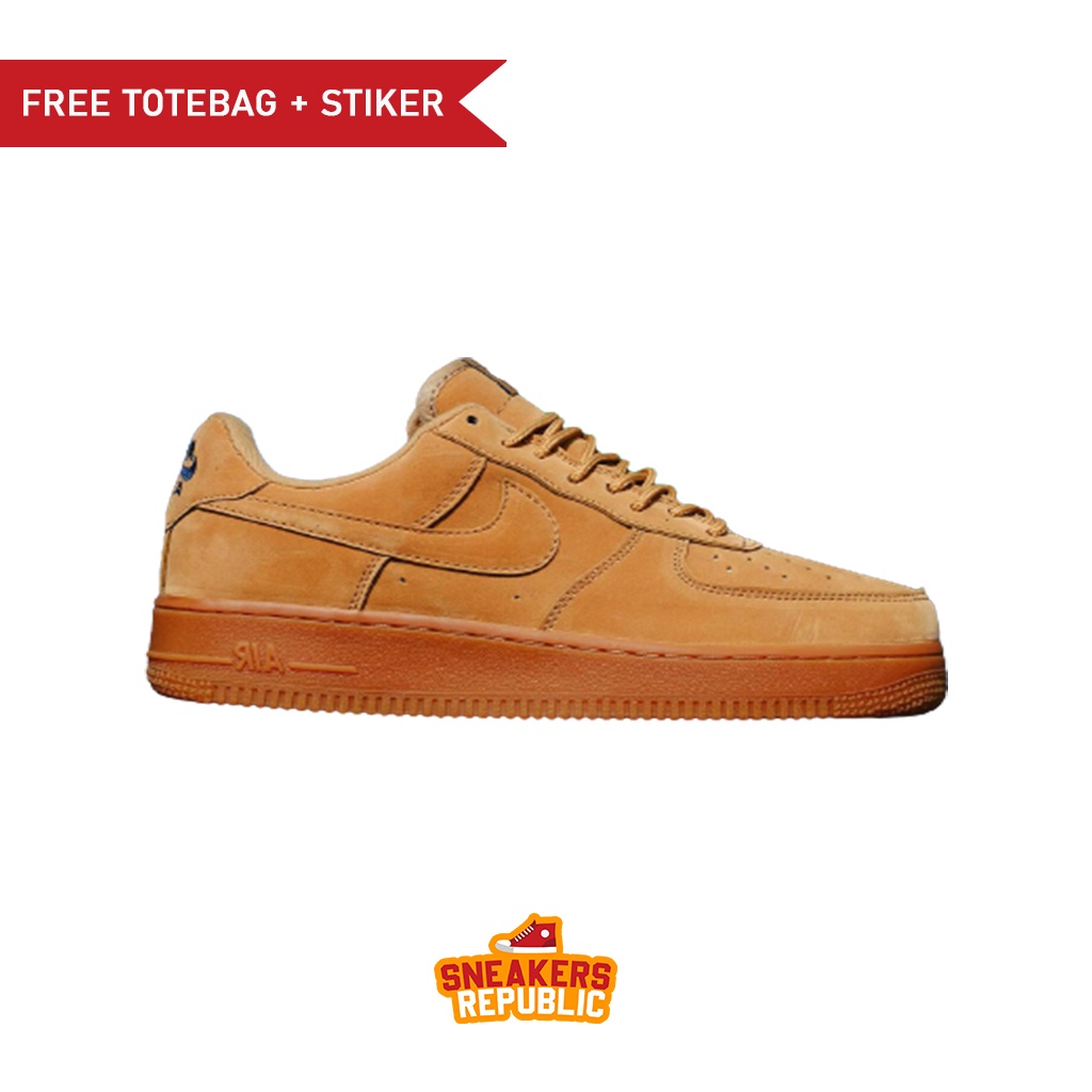 SEPATU NIKE AIR FORCE 1 LOW FLAX BROWN SNEAKERS ORIGINAL PRIA