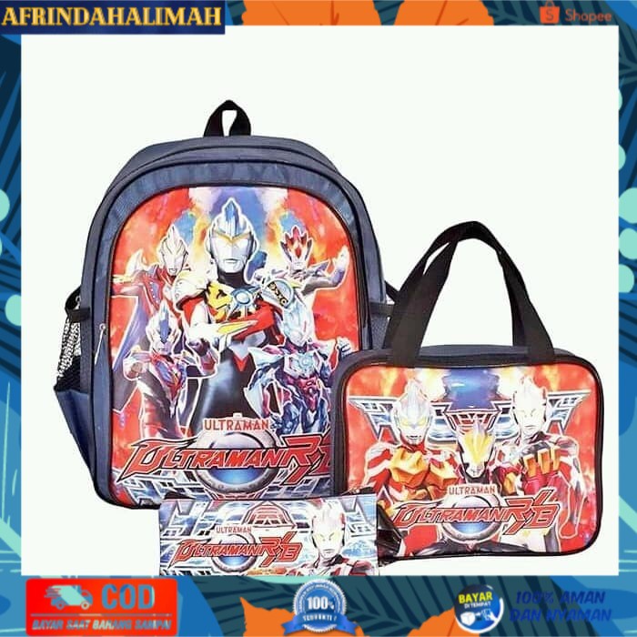 

{TERBARU} TAS ANAK COWOK SEKOLAH TK SD KARAKTER KARTUN ULTRAMAN 2 SET 3IN1