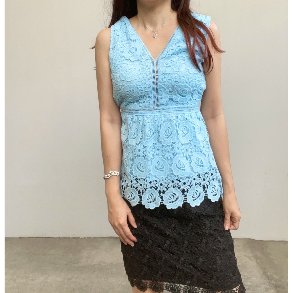 SL92 - ATASAN WANITA SLEEVELESS BRUKAT LACE