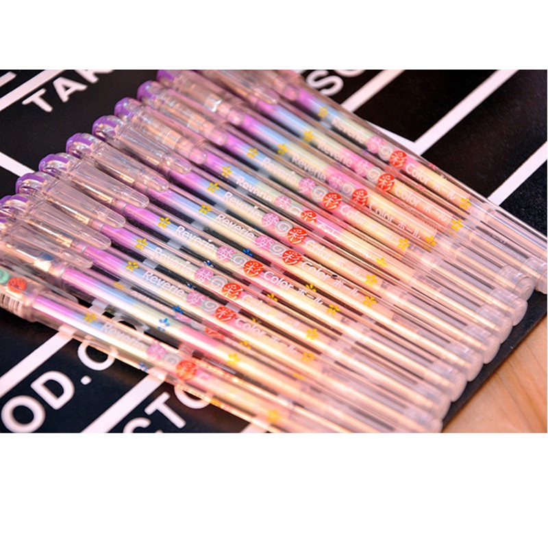 6 In 1 Pen Cat Air Fluorescent Multi Warna Pelangi Untuk Dekorasi Album Foto / Graffiti DIY