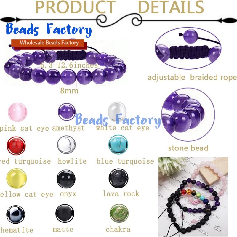 Natural Crystal Healing Properties Gelang Yoga batu alam 7 cakra keseimbangan tubuh