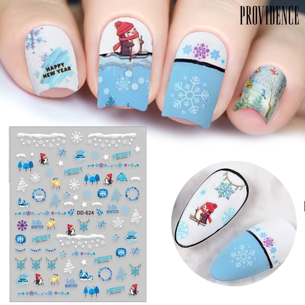 Providence Manicure Decal Delicate Glue-free Portable Christmas New Year Nail Art Transfer Sticker for Women