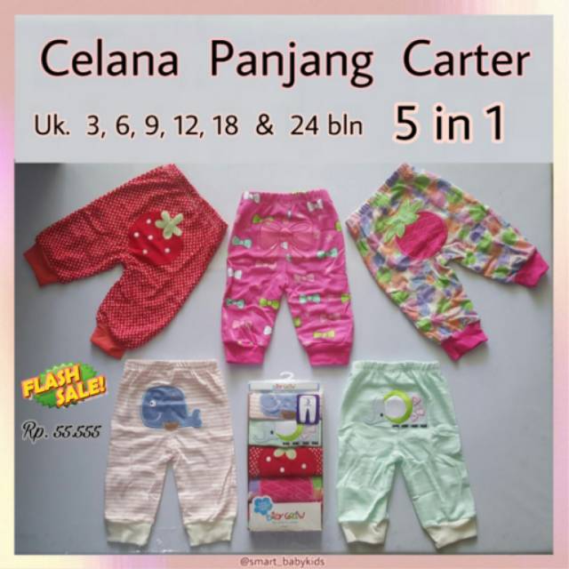 Celana  Panjang  Carter 5 in 1 Uk 3  6 9 12 24 bln  