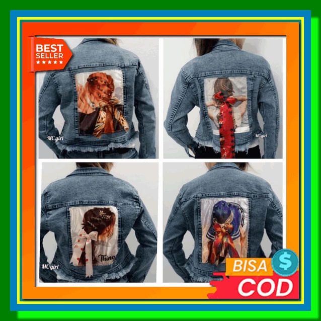 Jaket Wanita Kekinian Jeans Denim Hijau Army Slimfit Cewek Crop Tee Jeans Wanita Green Polos Solid B