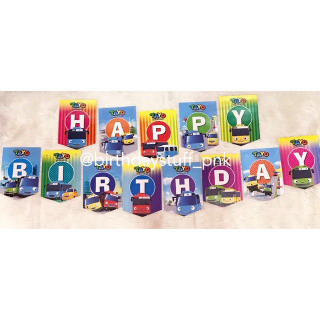 Banner kertas happy birthday Tayo / Banner Happy Birthday Karakter