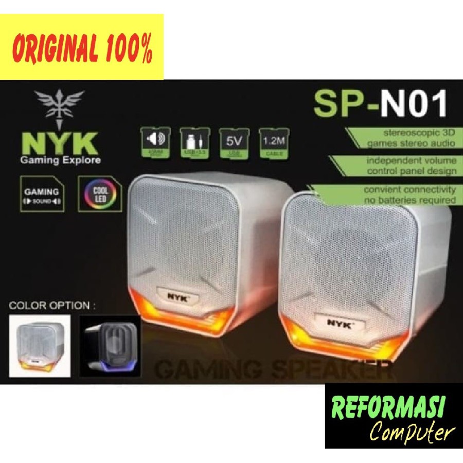 speaker gaming NYK SP-N01 speaker aktif PC Laptop NYK 3.5mm usb