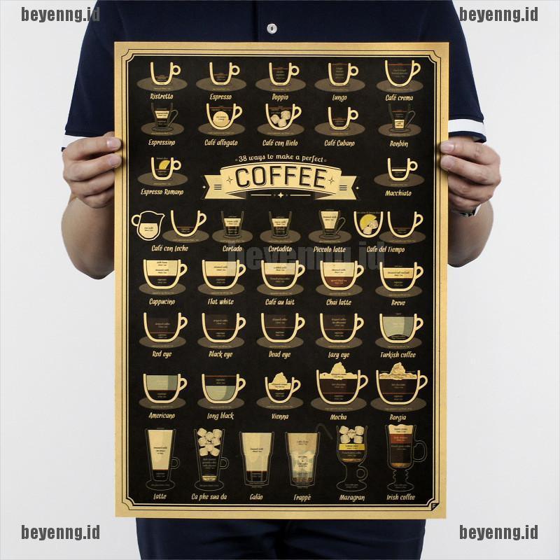 Bey poster Stiker Dinding Motif Cangkir Kopi Gaya vintage retro Untuk Dekorasi Dapurbar