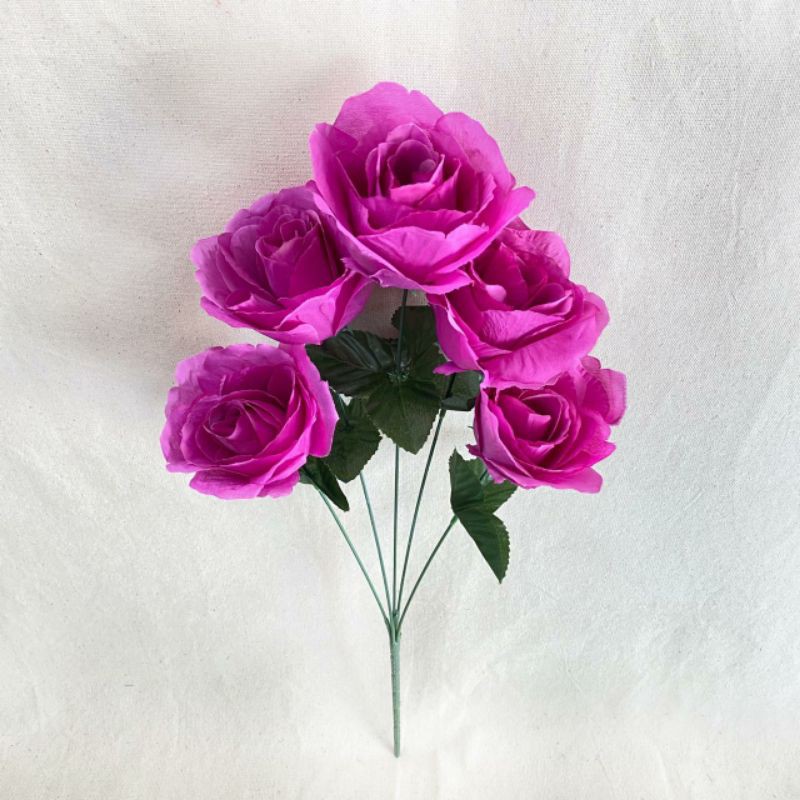 Bunga Artificial Mawar Rose Italy X5 Bunga Artificial / Bunga Plastik / Bunga Dekorasi / Pernikahan-Ungu