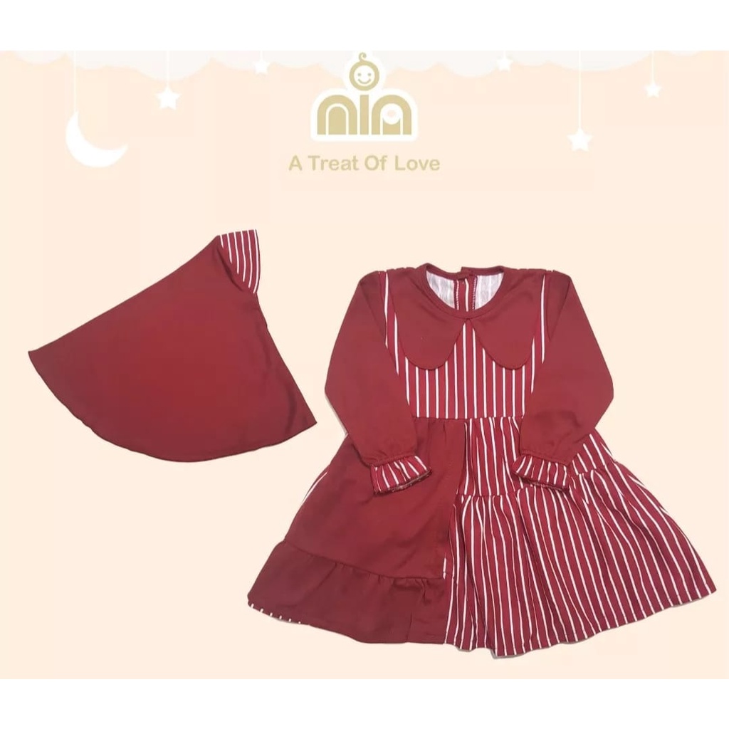 Gamis Bayi Perempuan 3-18 Bulan Gamis Nia Salur Gamis Bayi Lebaran