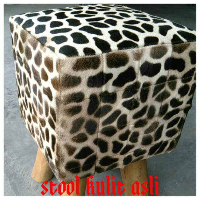 Stool kulit ASLI. kursi kecil dari kulit.