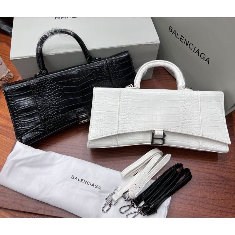 Hourglass bag large / croco handbag