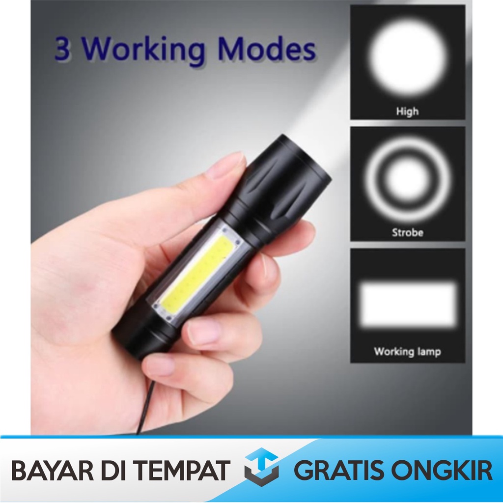 SENTER LED USB RECHARGEABLE TAFFLED ALBINALY SUPER TERANG PORTABLE ORI