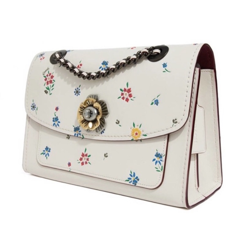 Coach Parker Chain Shoulder Bag  With Floral  (886)