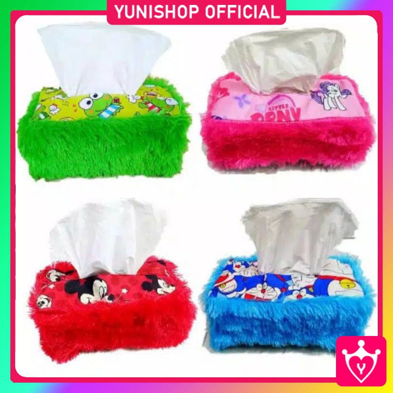 Tempat Tissue Sarung Tissue Bulu Rasfur / Tempat Penyimpanan Tissue Karakter Murah / TS-56