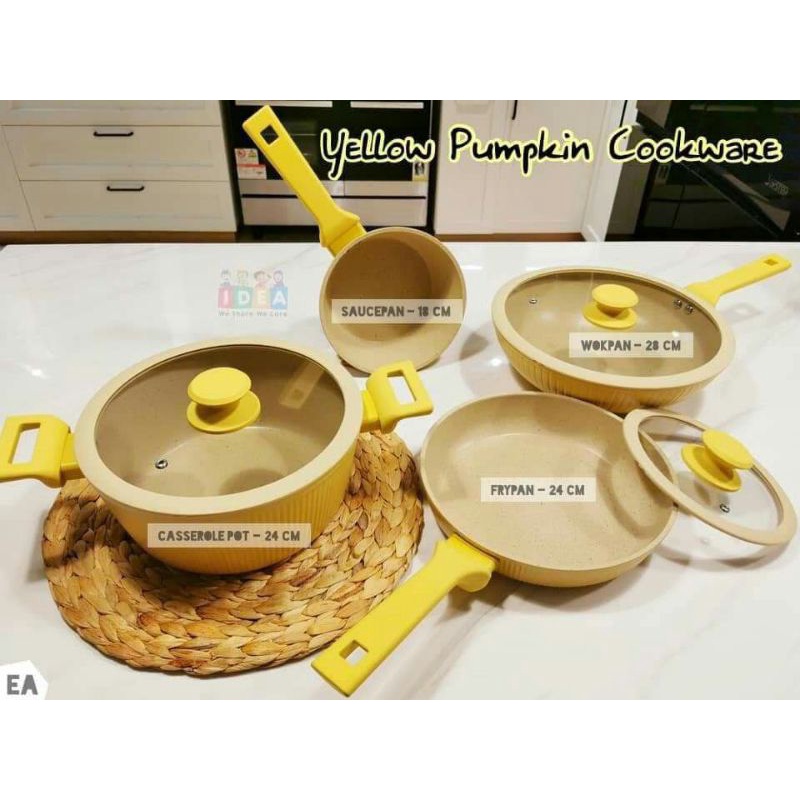 [Ready] Swiden Yellow Pumpkin Cookware Set Panci Wajan premium