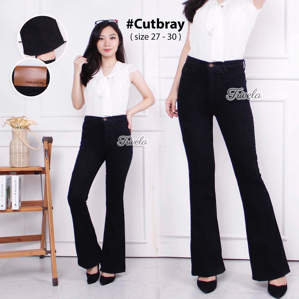 Trivela - Hw Cutbray Hitam Lipat Anti Ngatung 27-34 / Tania Cutbtay Stretch