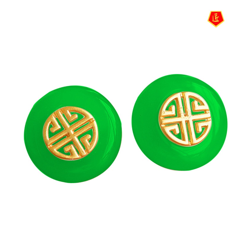 [Ready Stock]Temperament S925 Silver Inlaid White Jade Stud Earrings