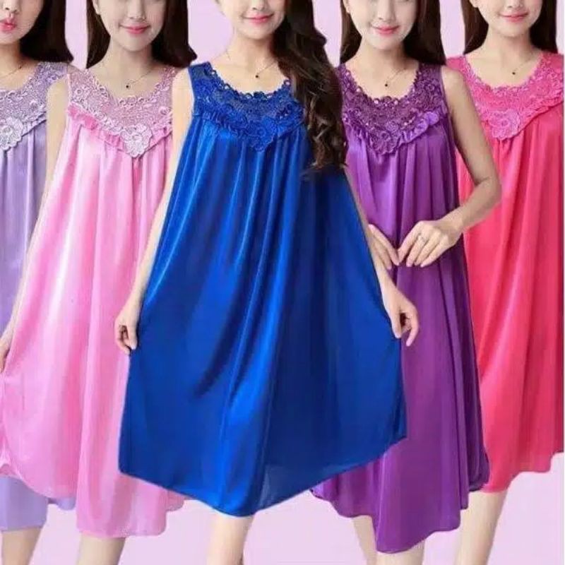 Medan Termurah KD004 Fit to XXL Dress wanita sexy Import Dress satin import Dress tidur import