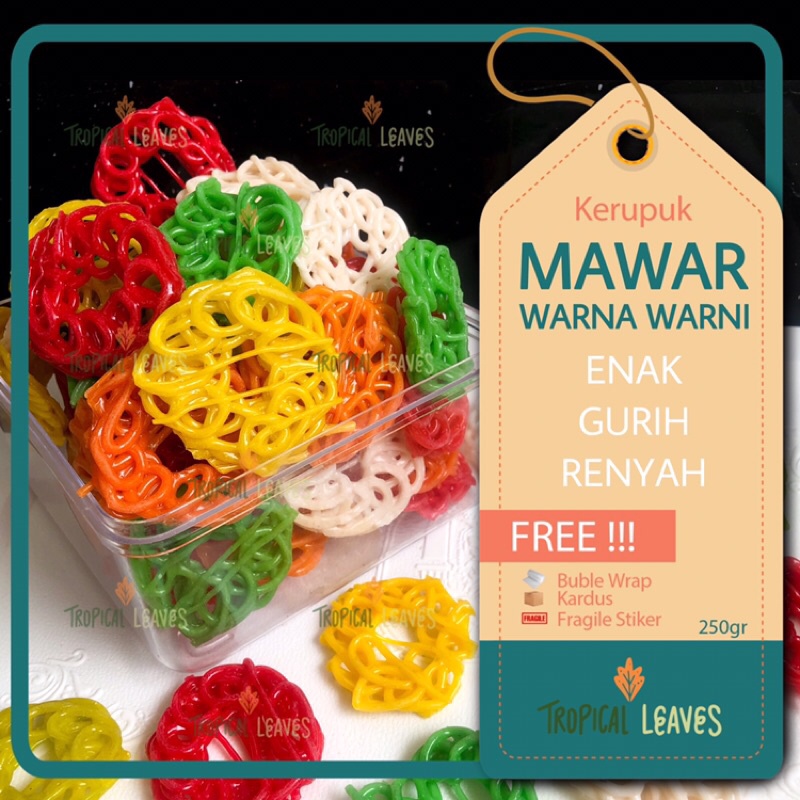 

KERUPUK MAWAR BESAR WARNA 250 gr / Krupuk Mentah / Kerupuk Rante / Kerupuk kriting