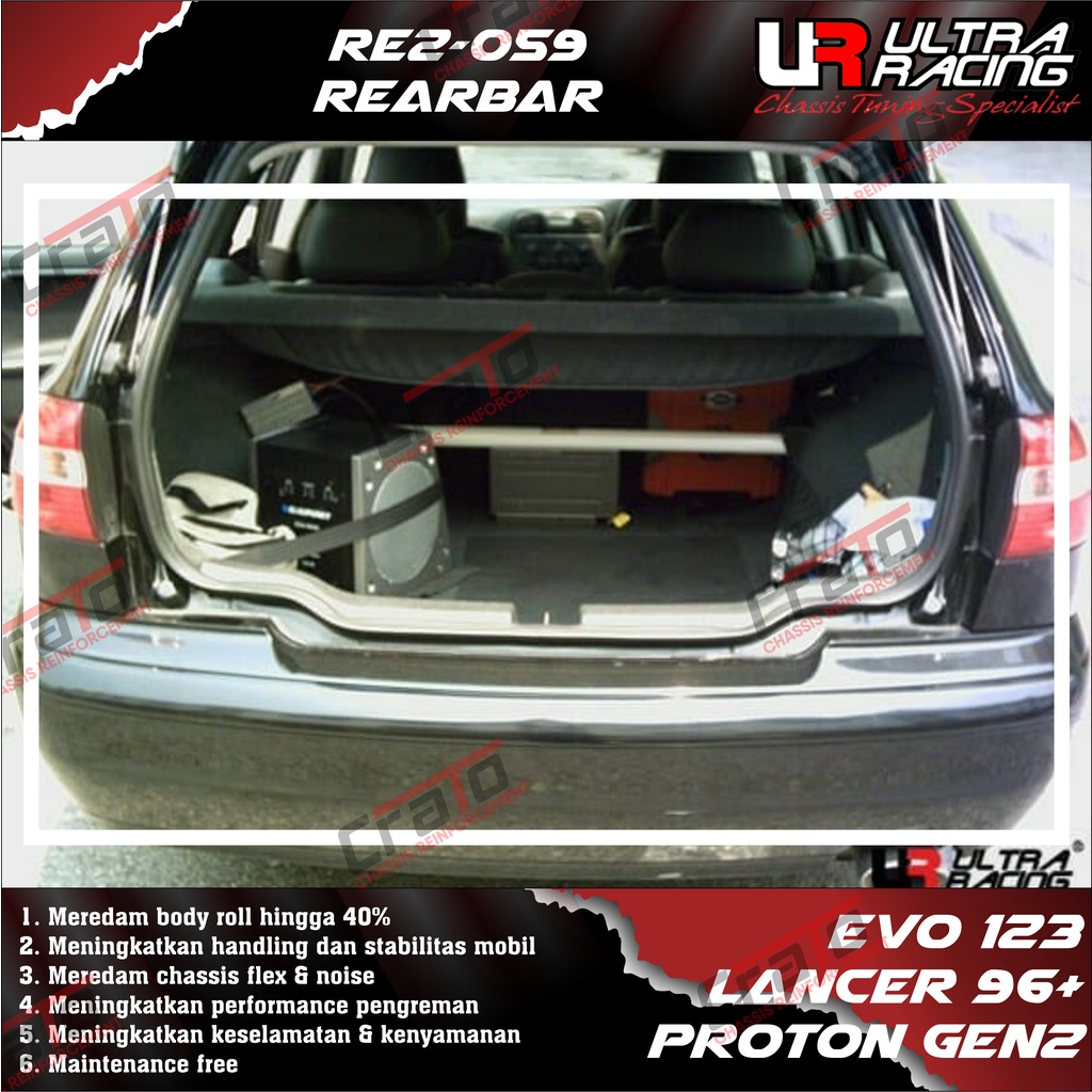Aksesoris Stabiliser ULTRA RACING Safety Bar - Rearbar Rear Strutbar Tower Bar 2 points - Mitsubishi
