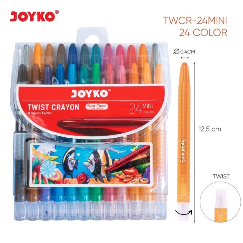 

Crayon Putar Mini 24 Warna Joyko TWCR-24Mini Twist Crayon