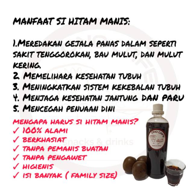 MINUMAN KESEHATAN &quot;SI HITAM MANIS&quot; BY ONO CAFE 1LT SIAP MINUM IMMUNE BOOSTER MEREDAKAN PANAS DALAM