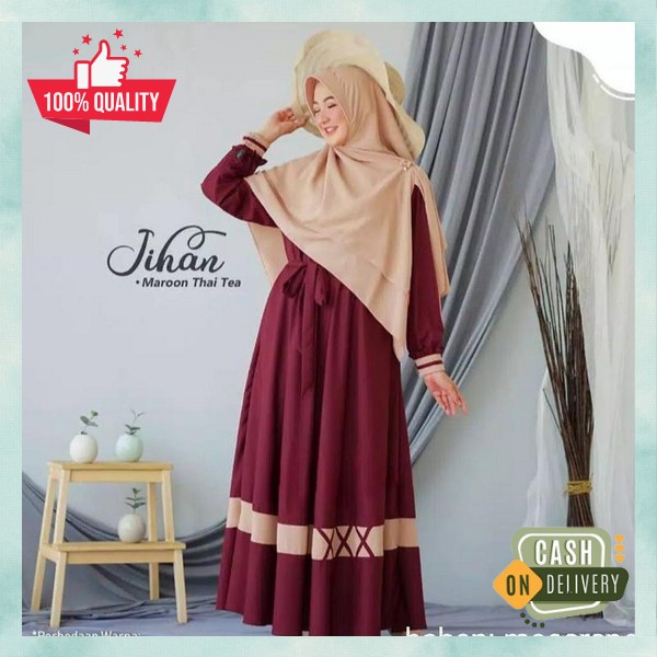 Gamis Wanita Import Bj Syarii Casual Dres Remaja Syar'I Ghamis Muslim Kekinian Baju Muslimah Murah G