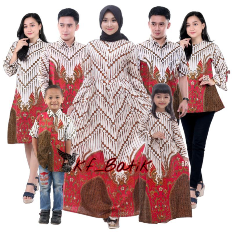 Bisa Pisah Batik Couple Keluarga Sania Ruffle Ori Ndoro Jowi Motif Garuda Merah Terlaris&termurah