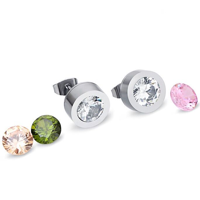 Anting stud zircon titanium korea anti karat