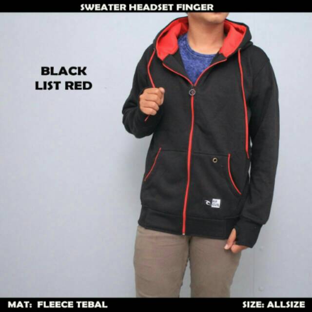 Jaket sweater ripcurl headset finger/sweater ripcurl keren