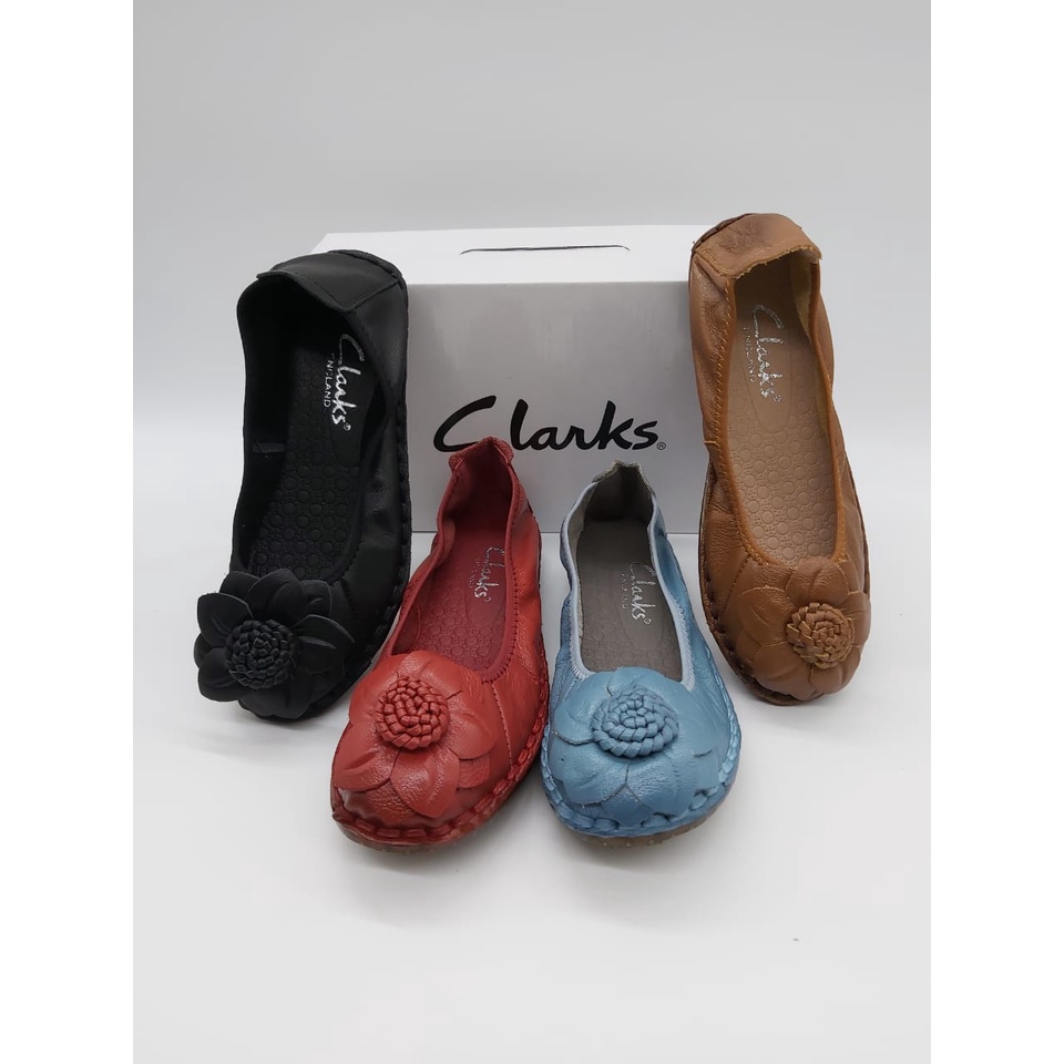 Clarks Sunflower Genuine Leather Flat Shoes Wanita