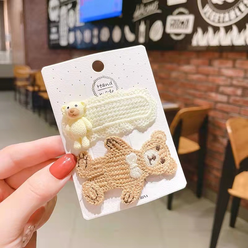 Jepit Rambut Rajut Bear Cute Korean Aksesoris Fashion Import