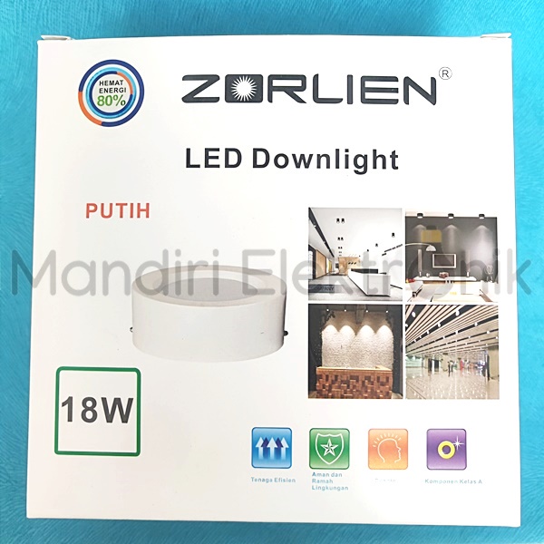 Lampu Downlight LED Panel OB Bulat 12W 18W Downlight Outbow 4 Inch 6 Inch Zorlien Cahaya Putih