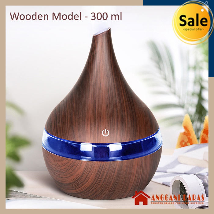 Humidifer Aromatherapy Air Humidifier Aromatherapy Pelembab Udara Ultrasonic Texture Kayu 300 ML