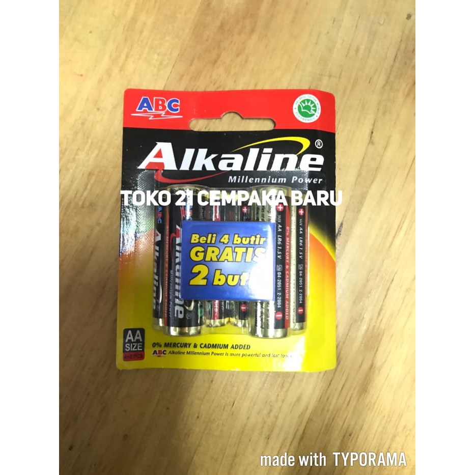 Baterai Alkaline AA isi 6 (4+2) Pcs | Batu Batrai Batre Battery Batere A2 isi 6 Alkaline Murah Promo