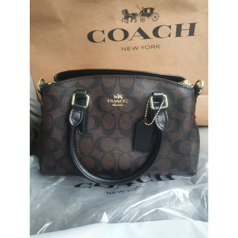 Preloved coach mini sage signature mahogany