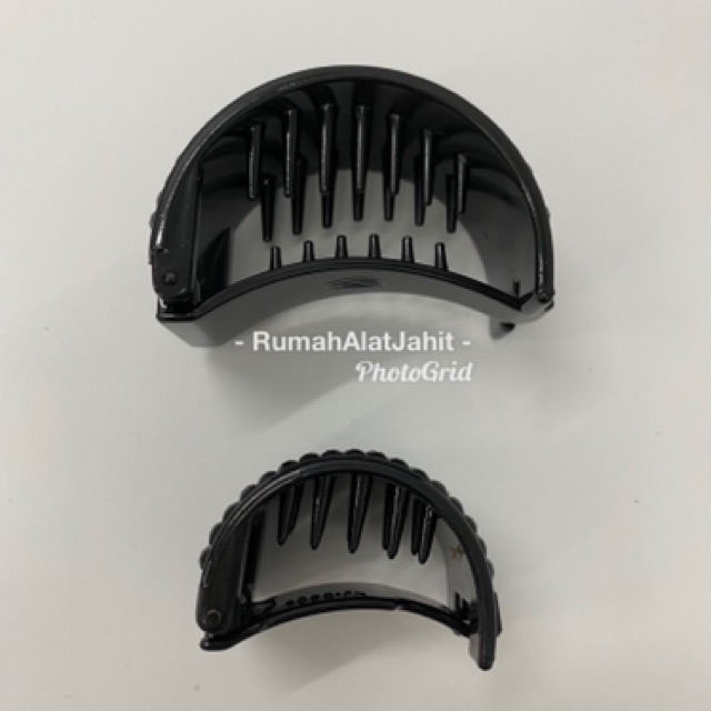 Jepit Rambut bentuk D Permata Hitam 6 cm (uk. Sedang) model 3001