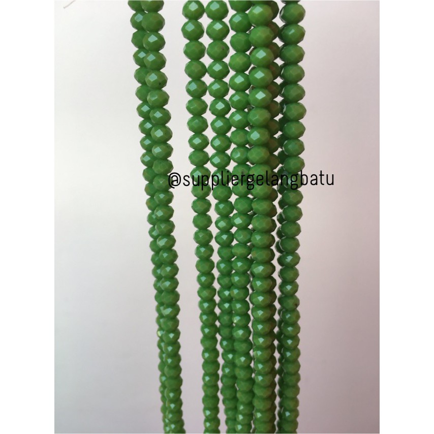 Crystal Ceko Doff 6mm GREEN HIJAU Bahan Gelang Kalung Craft DIY Craft aksesoris supplier grosir