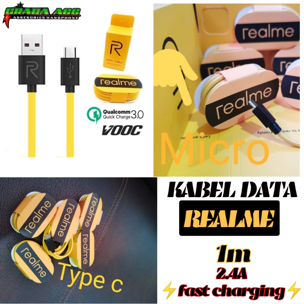 KABEL DATA REALME ORIGINAL 100% FAST CHARGING TYPE-C VOOC