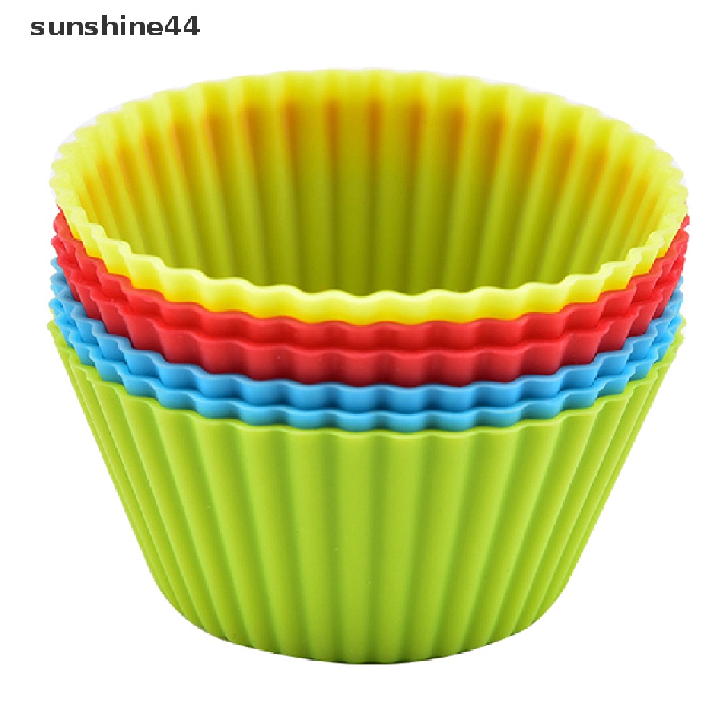 Sunshine 5Pcs Cetakan Cupcake / Muffin / Kue Bentuk Bulat Bahan Silikon