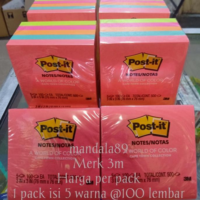 POST IT 654 3M WARNA / 1 pack isi 5 pad