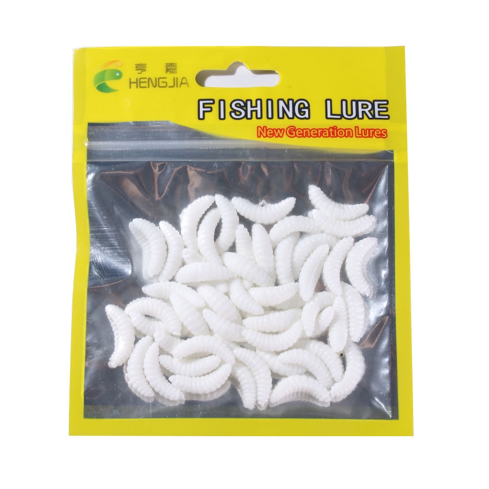 Hengjia 50 Pcs / Kantong silicone Worm Bait Umpan Pancing Soft Bait Bentuk Cacing Imitasi Ukuran 2cm 0.45g fishing Lures