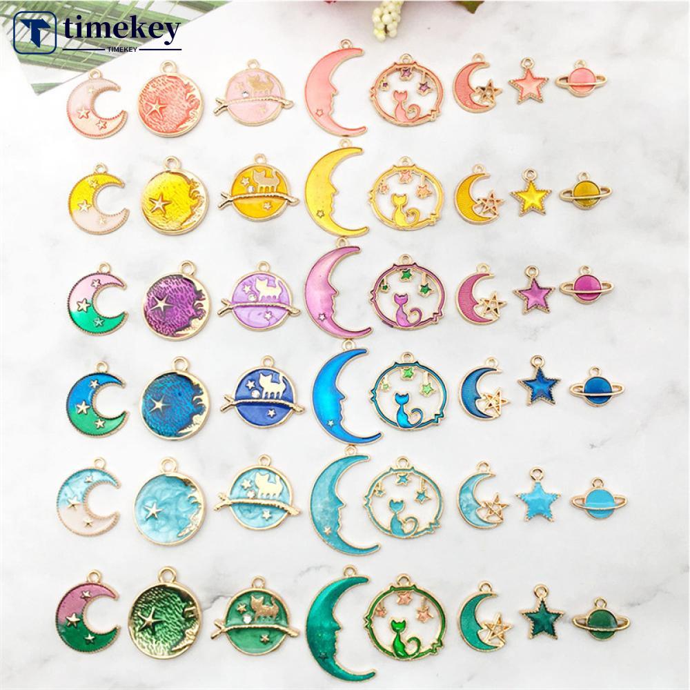 Timekey 8pcs Liontin Bahan Metal Alloy Enamel Untuk Membuat Kalunggelanganting DIY I1V1