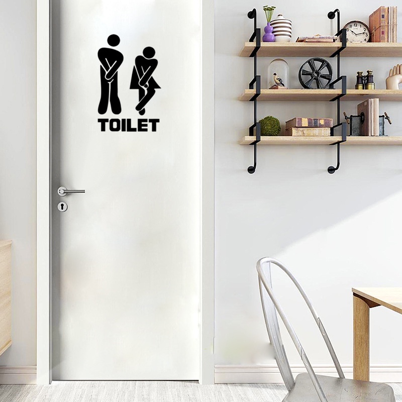 Stiker Pintu Toilet Ukuran 13x18cm Tahan Air Untuk Dekorasi Kamar Mandi