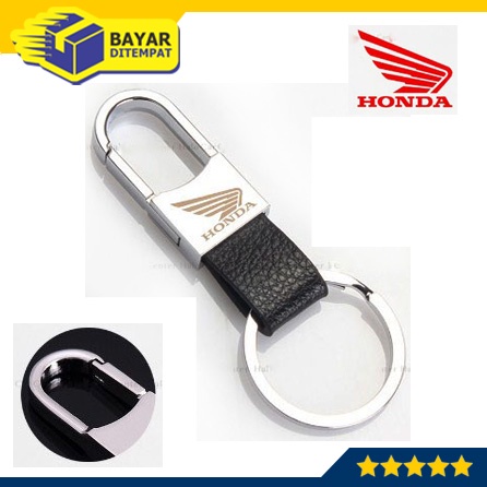 Gantungan Kunci HONDA SAYAP WING KULIT Sepeda Motor Mobil Gantung Besi Metal Alloy Keychain Leather