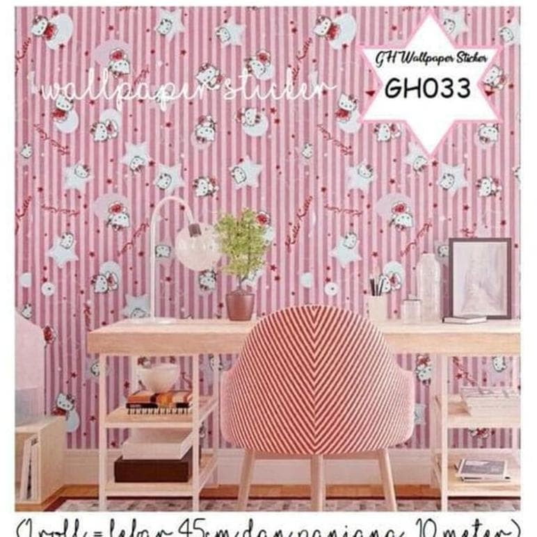 ⭐️ Jendela Kosmetik ⭐️Wallpaper Stiker Dinding Motif Dan Karakter Premium Matte Quality Size 45cm X 10M Hello Kitty Salur GH 033