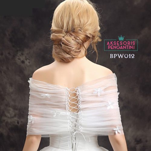 [STOK TERBATAS] ASESORIS PENGANTIN BOLERO PENGANTIN RENDA LACE PUTIH BPW012