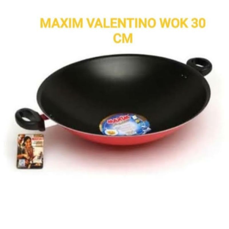 Maxim Valentino Wok 30Cm . Wajan Wok 30CM Bahan Teflon . Baru